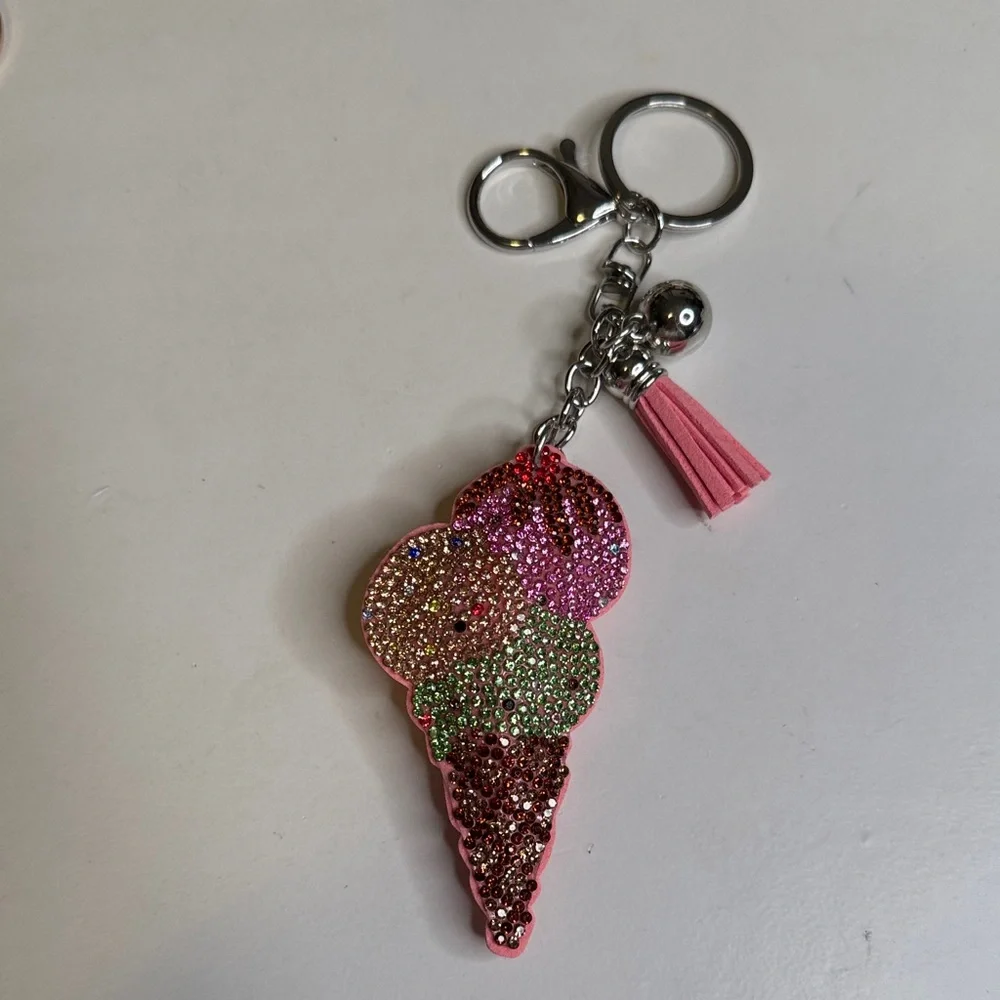 Sparkling Ice Cream Cone Keychain